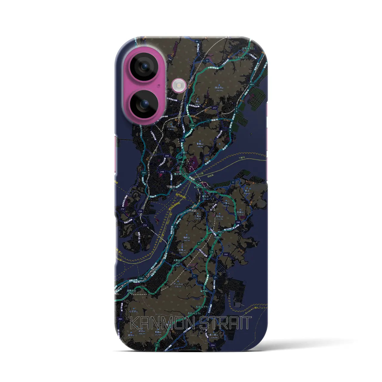 【関門海峡(山口県)】地図柄iPhoneケース(バックカバータイプ)
