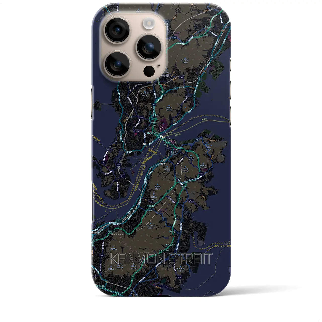 【関門海峡(山口県)】地図柄iPhoneケース(バックカバータイプ)