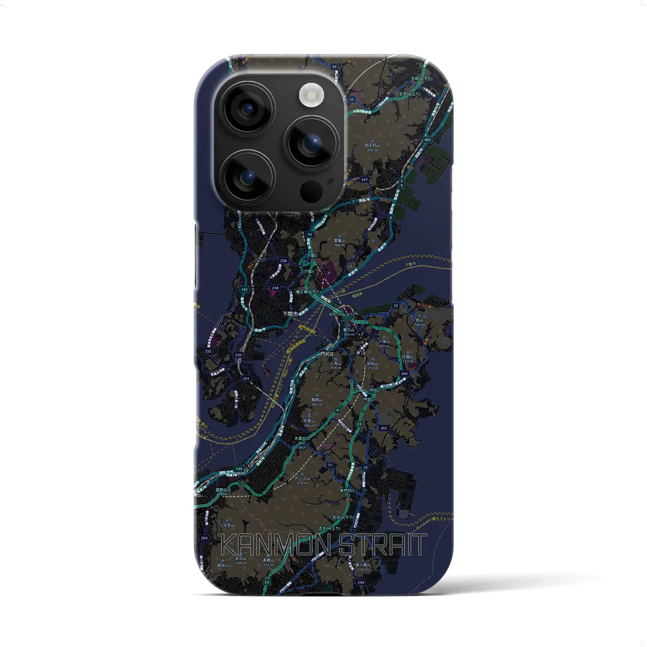 【関門海峡(山口県)】地図柄iPhoneケース(バックカバータイプ)