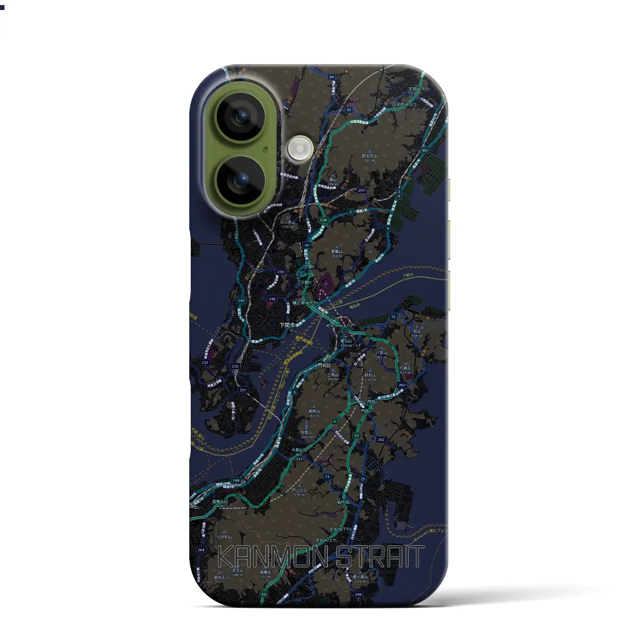 【関門海峡(山口県)】地図柄iPhoneケース(バックカバータイプ)