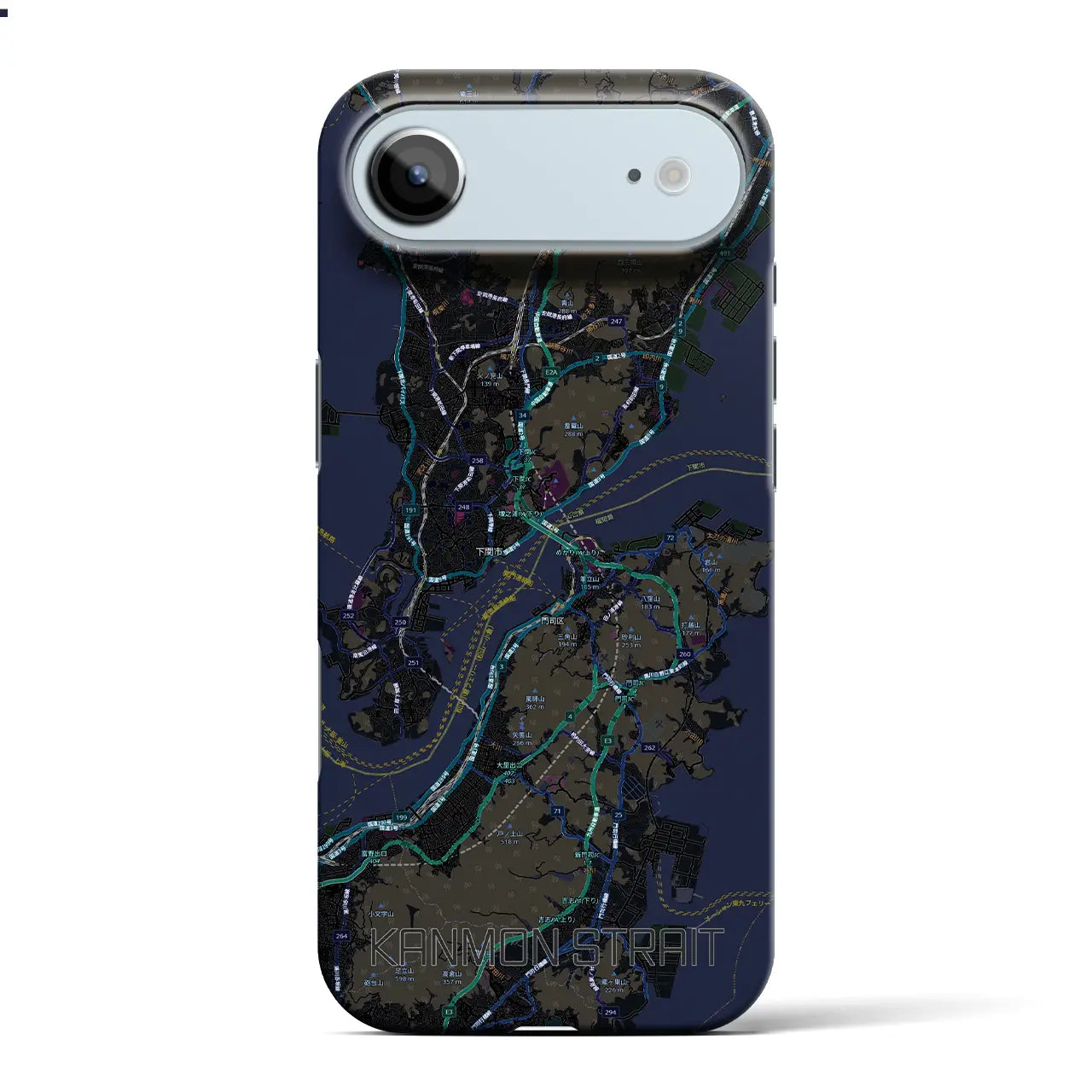 【関門海峡(山口県)】地図柄iPhoneケース(バックカバータイプ)