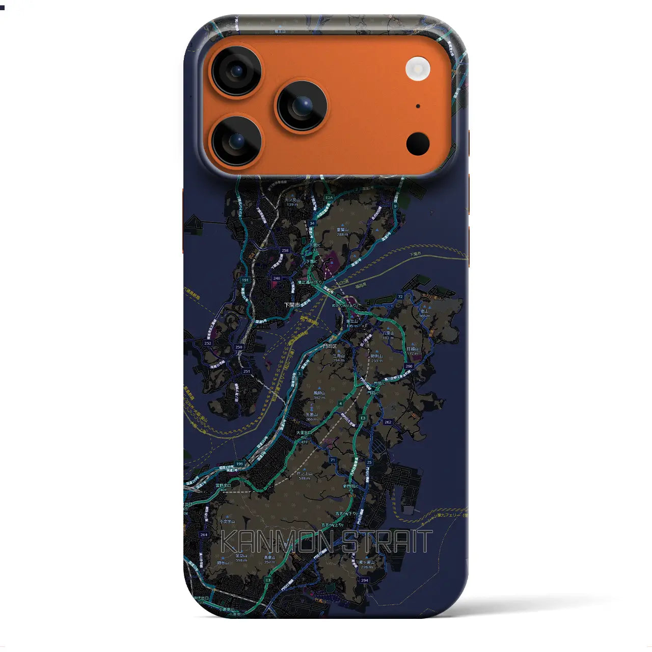 【関門海峡(山口県)】地図柄iPhoneケース(バックカバータイプ)