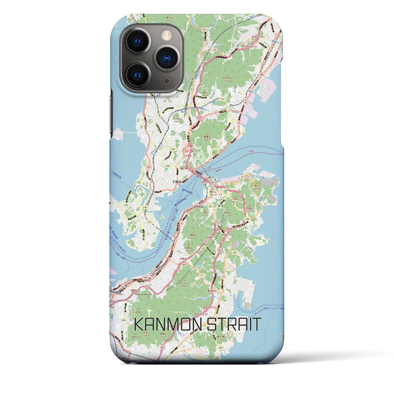 【関門海峡(山口県)】地図柄iPhoneケース(バックカバータイプ)