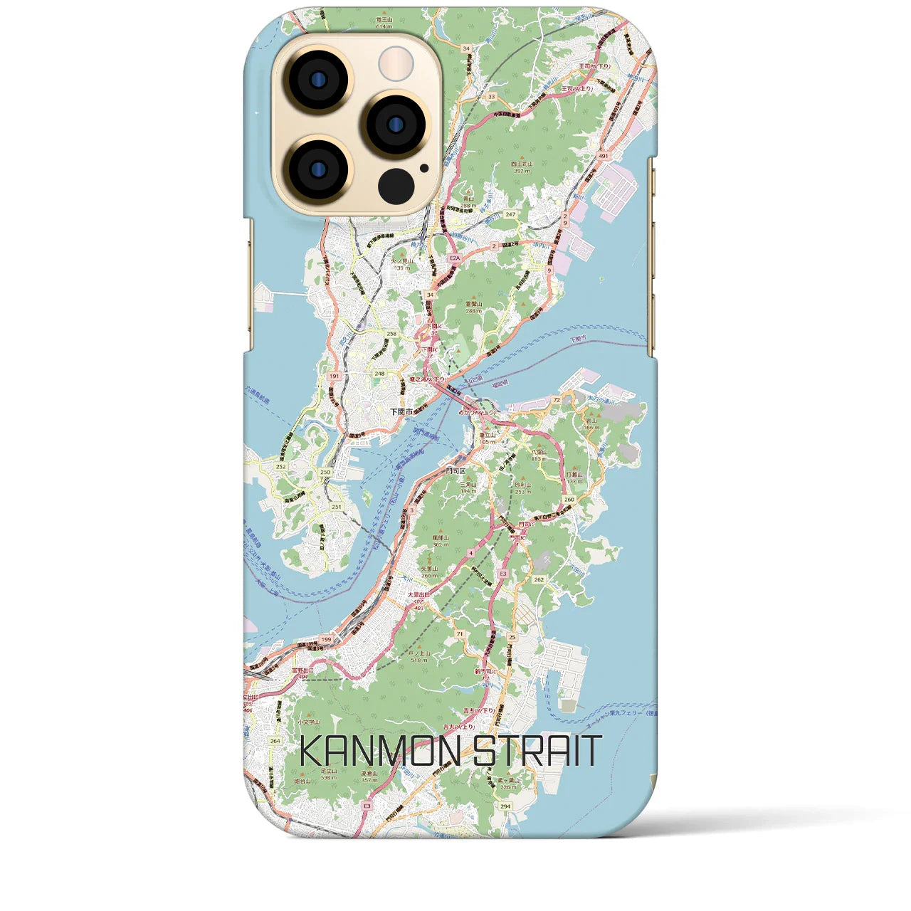 【関門海峡(山口県)】地図柄iPhoneケース(バックカバータイプ)