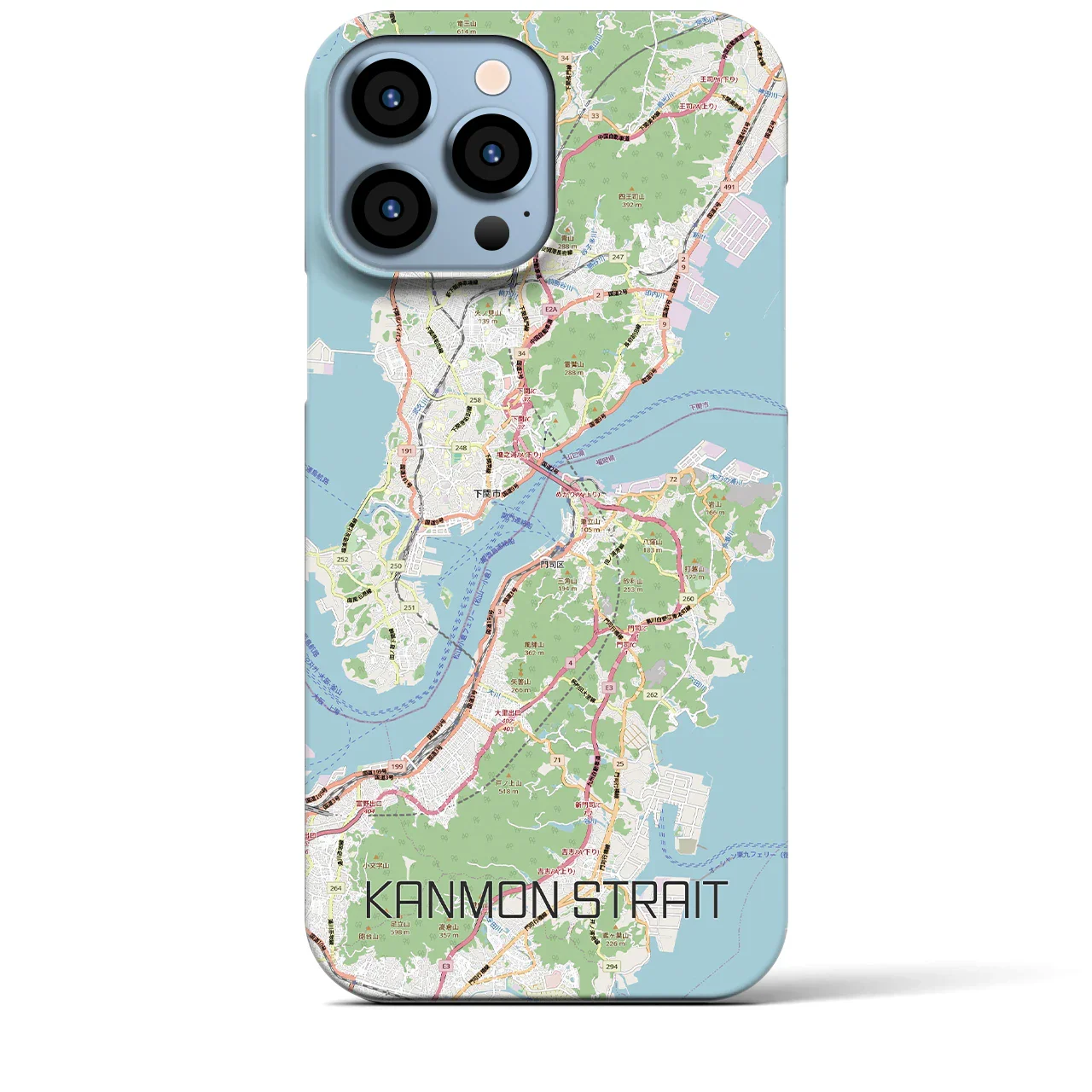 【関門海峡(山口県)】地図柄iPhoneケース(バックカバータイプ)