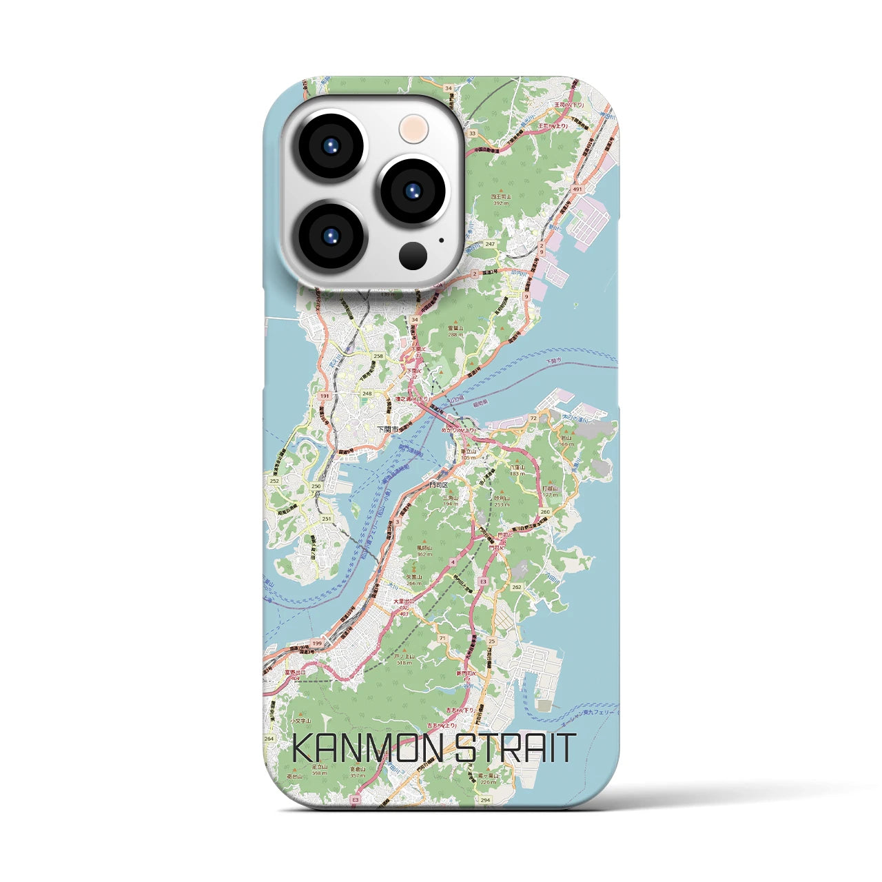 【関門海峡(山口県)】地図柄iPhoneケース(バックカバータイプ)