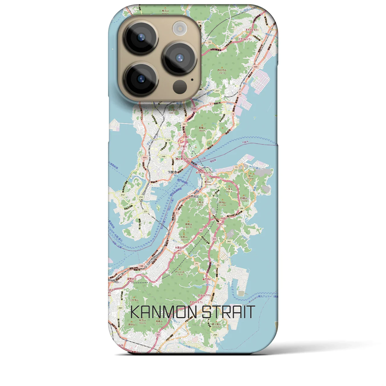 【関門海峡(山口県)】地図柄iPhoneケース(バックカバータイプ)