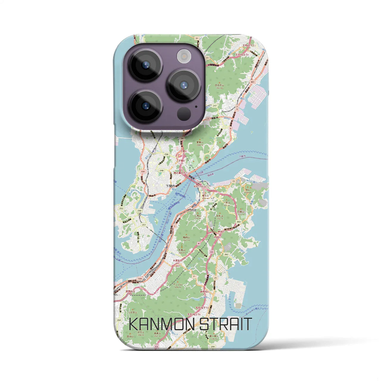 【関門海峡(山口県)】地図柄iPhoneケース(バックカバータイプ)