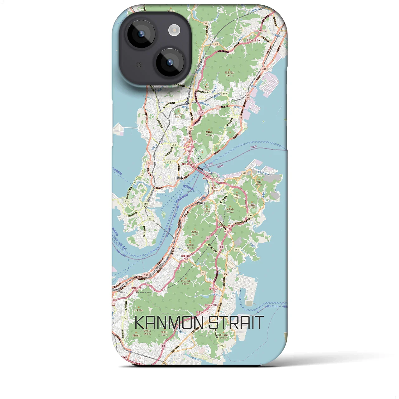 【関門海峡(山口県)】地図柄iPhoneケース(バックカバータイプ)