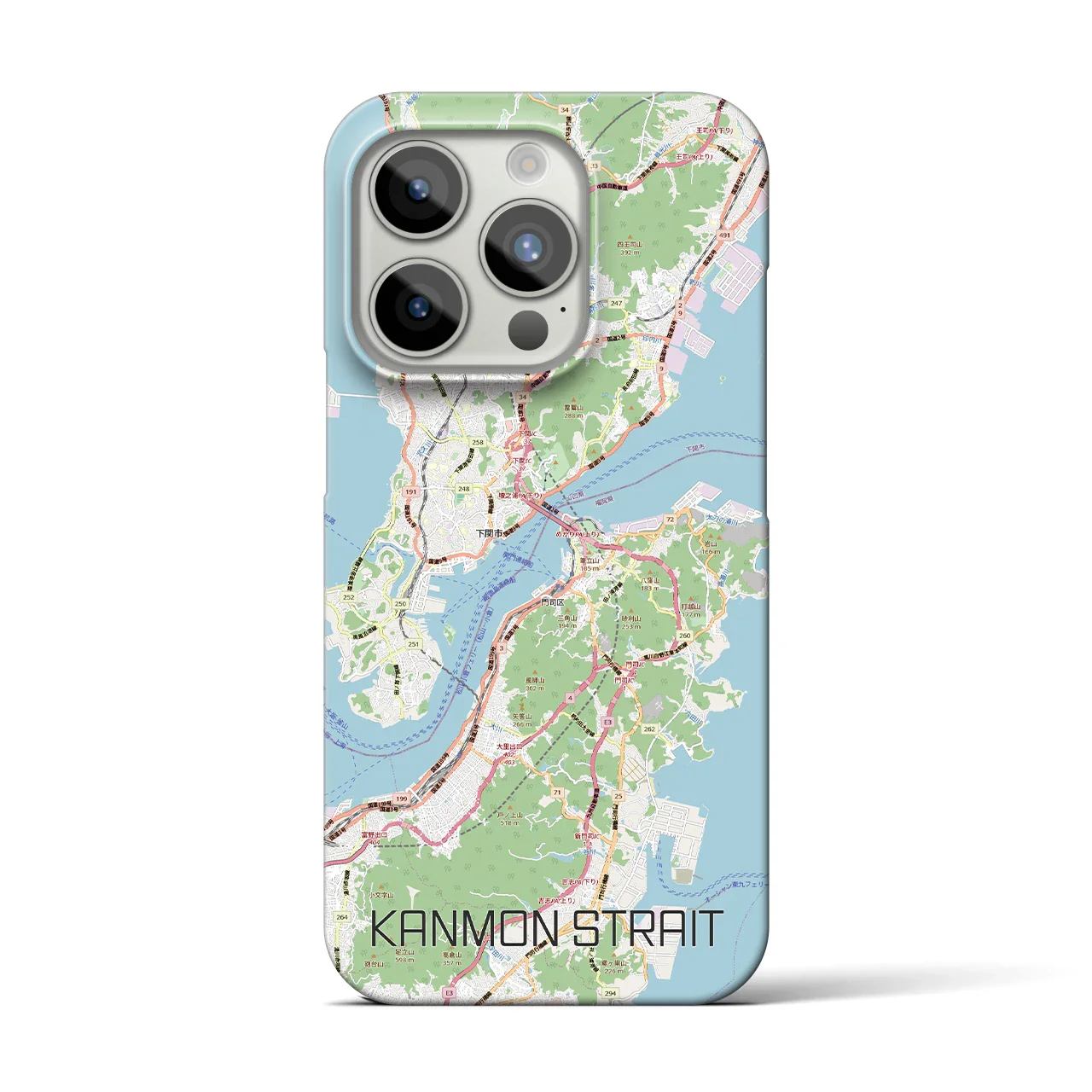 【関門海峡(山口県)】地図柄iPhoneケース(バックカバータイプ)