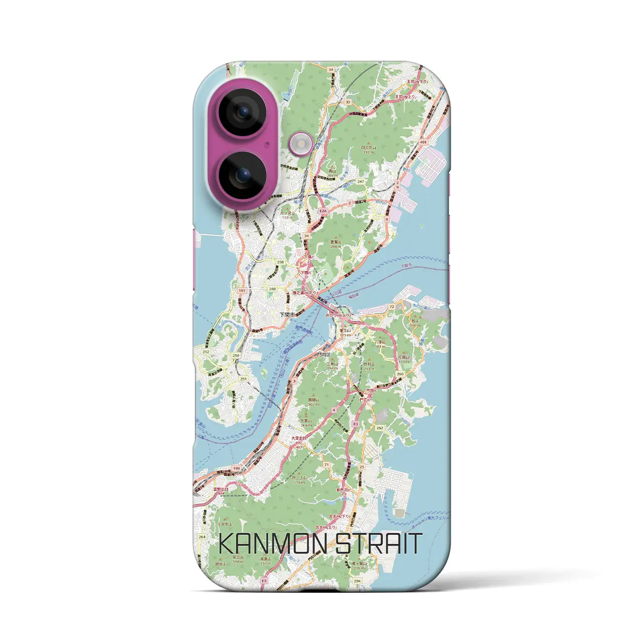 【関門海峡(山口県)】地図柄iPhoneケース(バックカバータイプ)