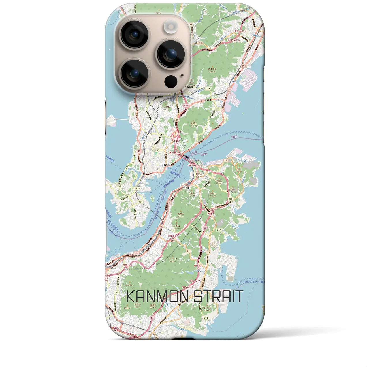 【関門海峡(山口県)】地図柄iPhoneケース(バックカバータイプ)