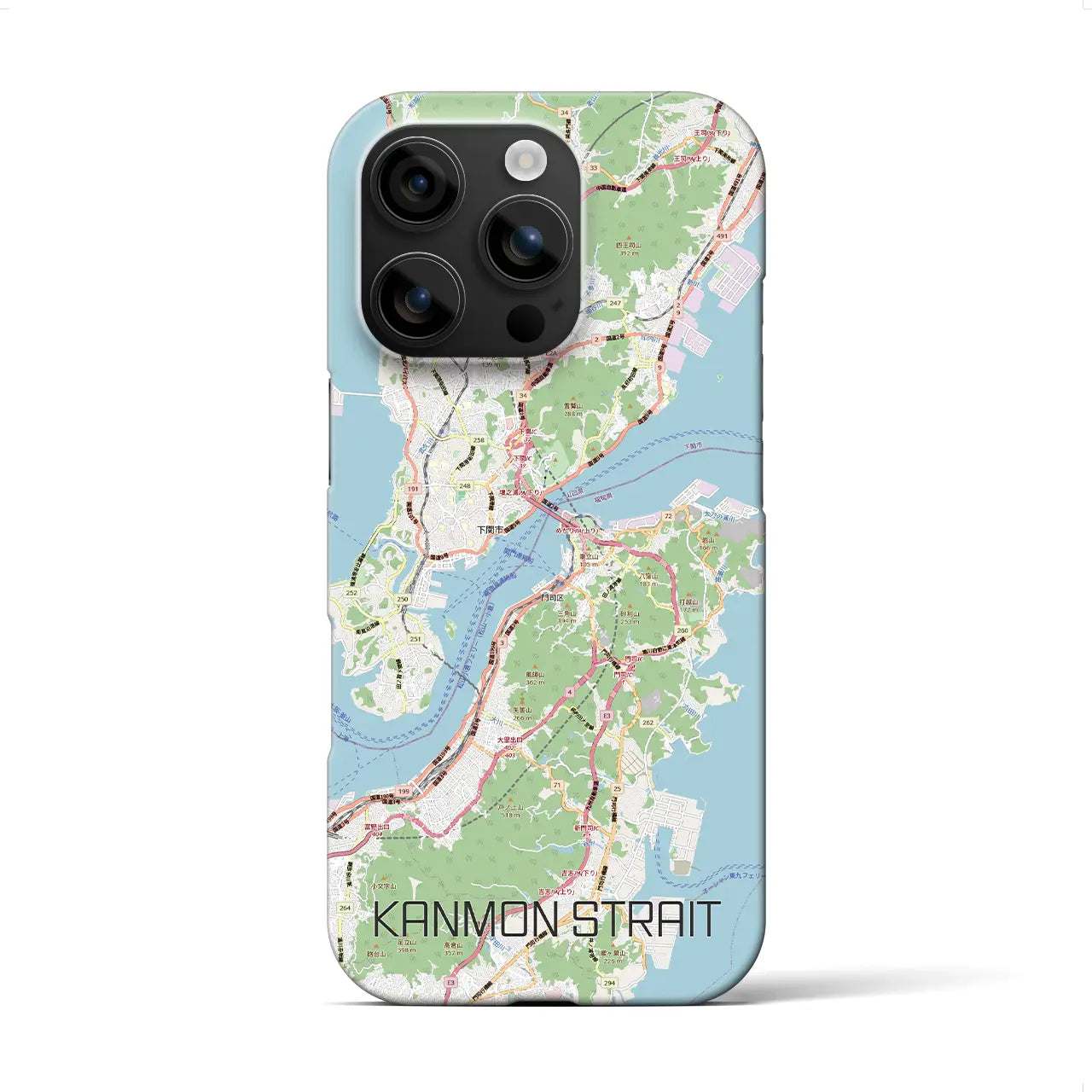 【関門海峡(山口県)】地図柄iPhoneケース(バックカバータイプ)