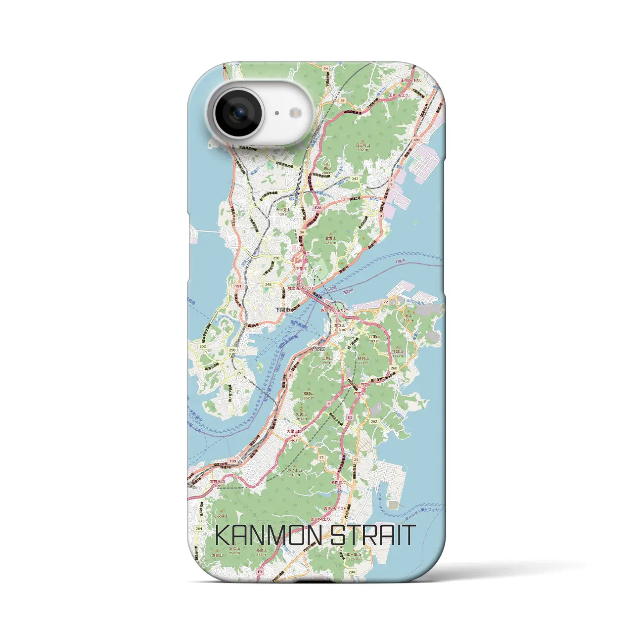 【関門海峡(山口県)】地図柄iPhoneケース(バックカバータイプ)