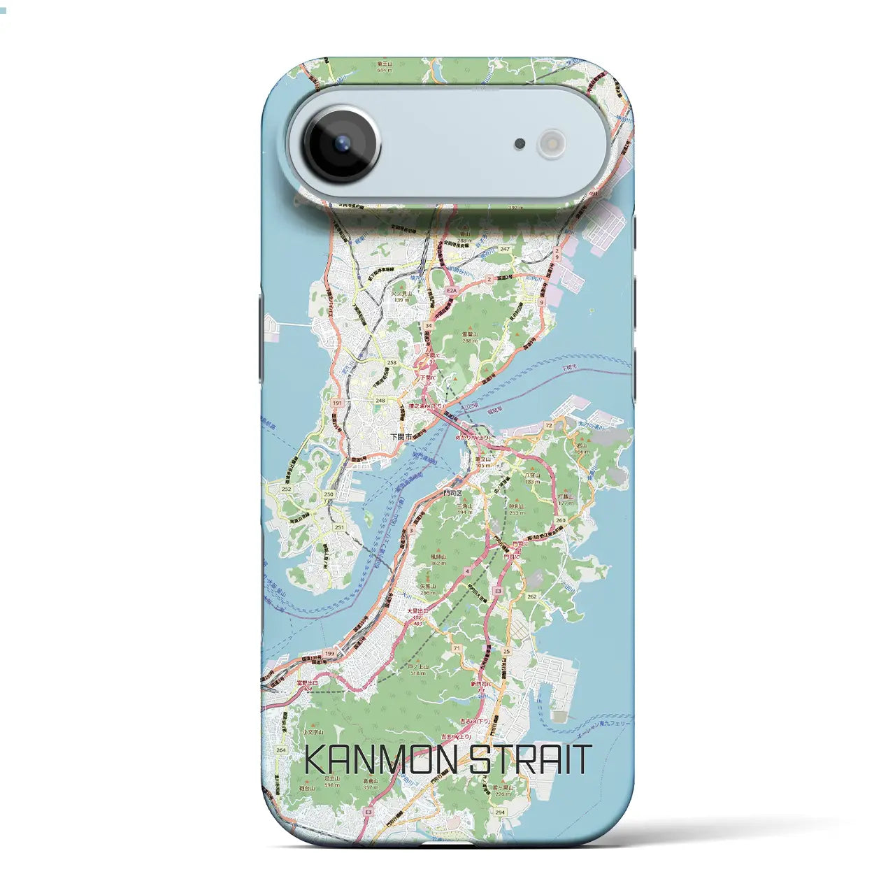 【関門海峡(山口県)】地図柄iPhoneケース(バックカバータイプ)