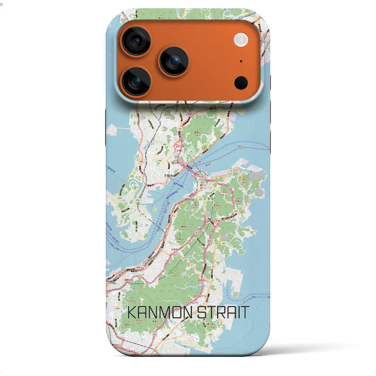 【関門海峡(山口県)】地図柄iPhoneケース(バックカバータイプ)ブラック・iPhone 17 Pro Max 用