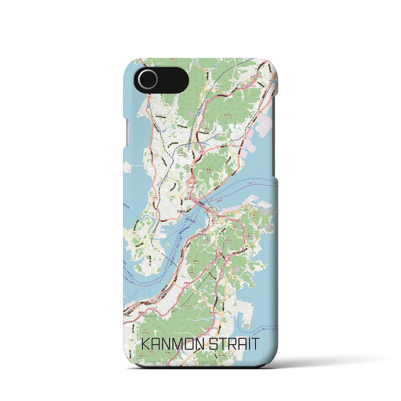 【関門海峡(山口県)】地図柄iPhoneケース(バックカバータイプ)