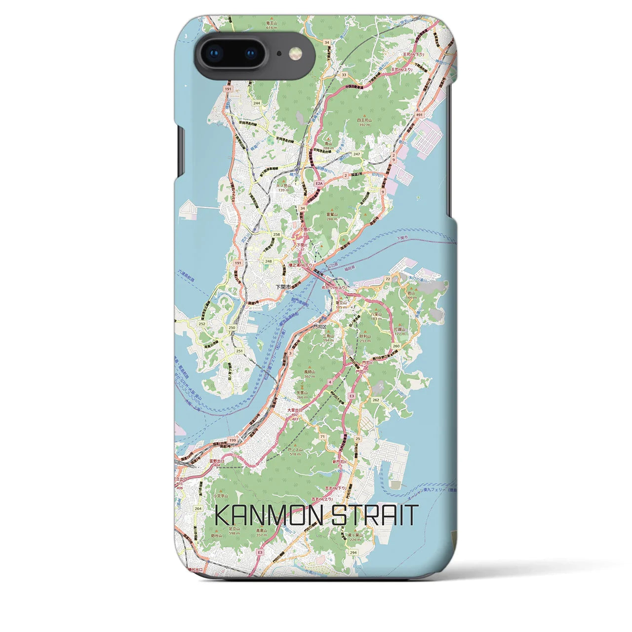 【関門海峡(山口県)】地図柄iPhoneケース(バックカバータイプ)