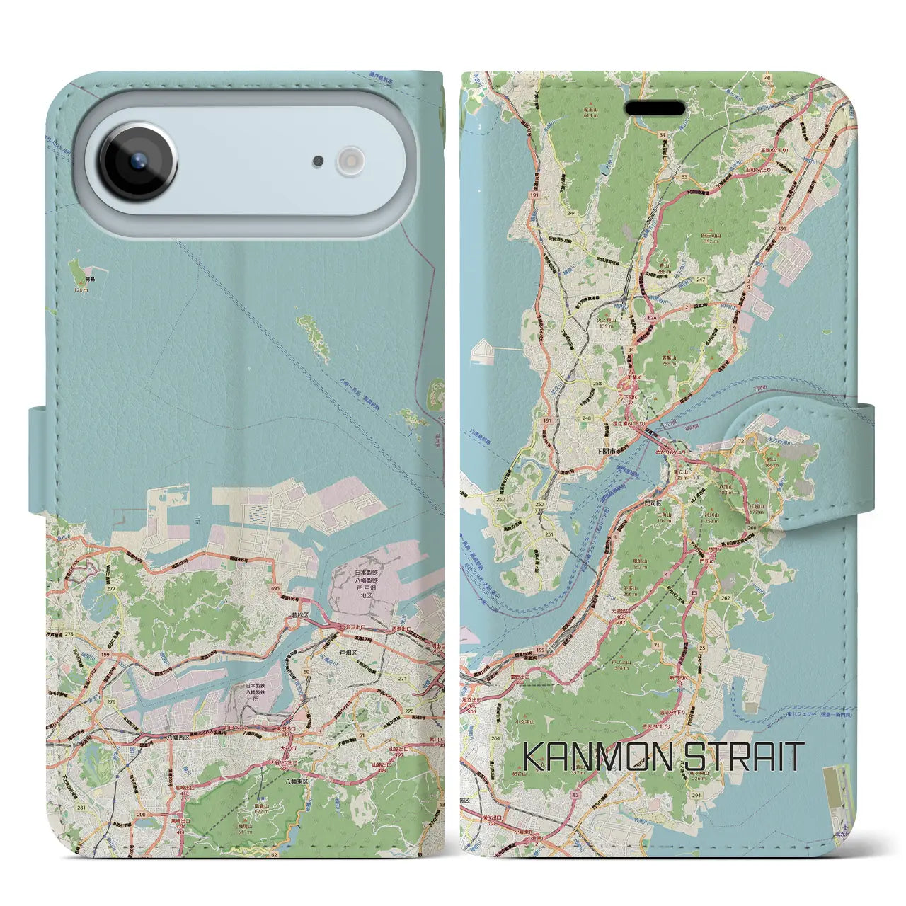 【関門海峡(山口県)】地図柄iPhoneケース(手帳タイプ)