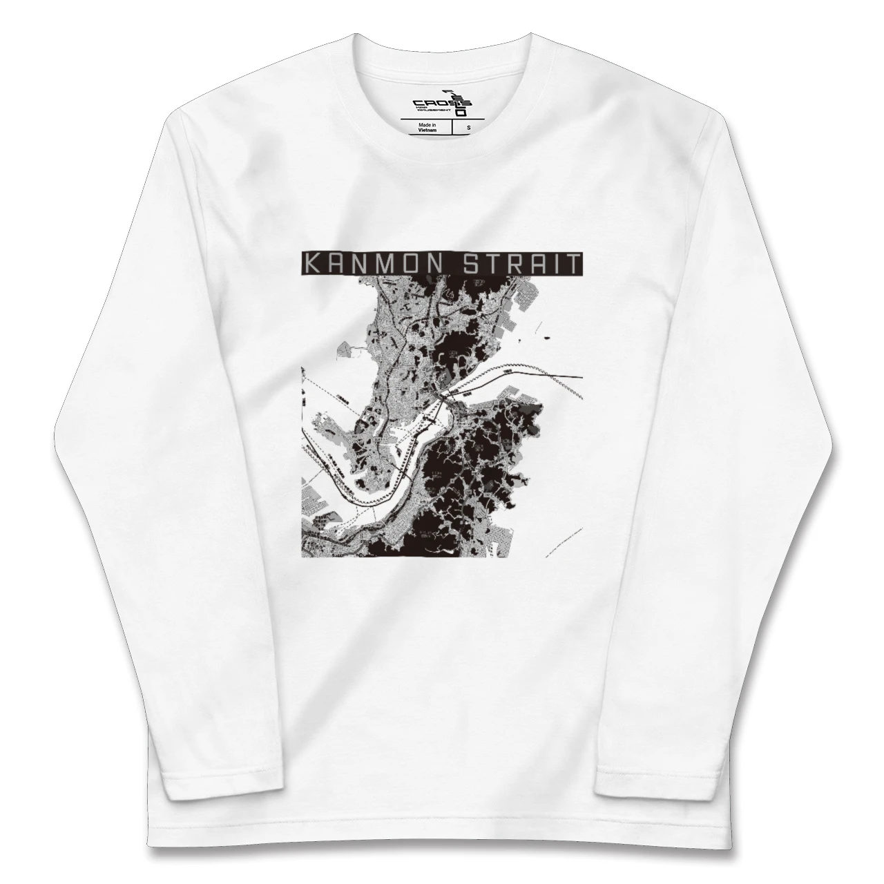 【関門海峡(山口県)】地図柄ロングスリーブTシャツ