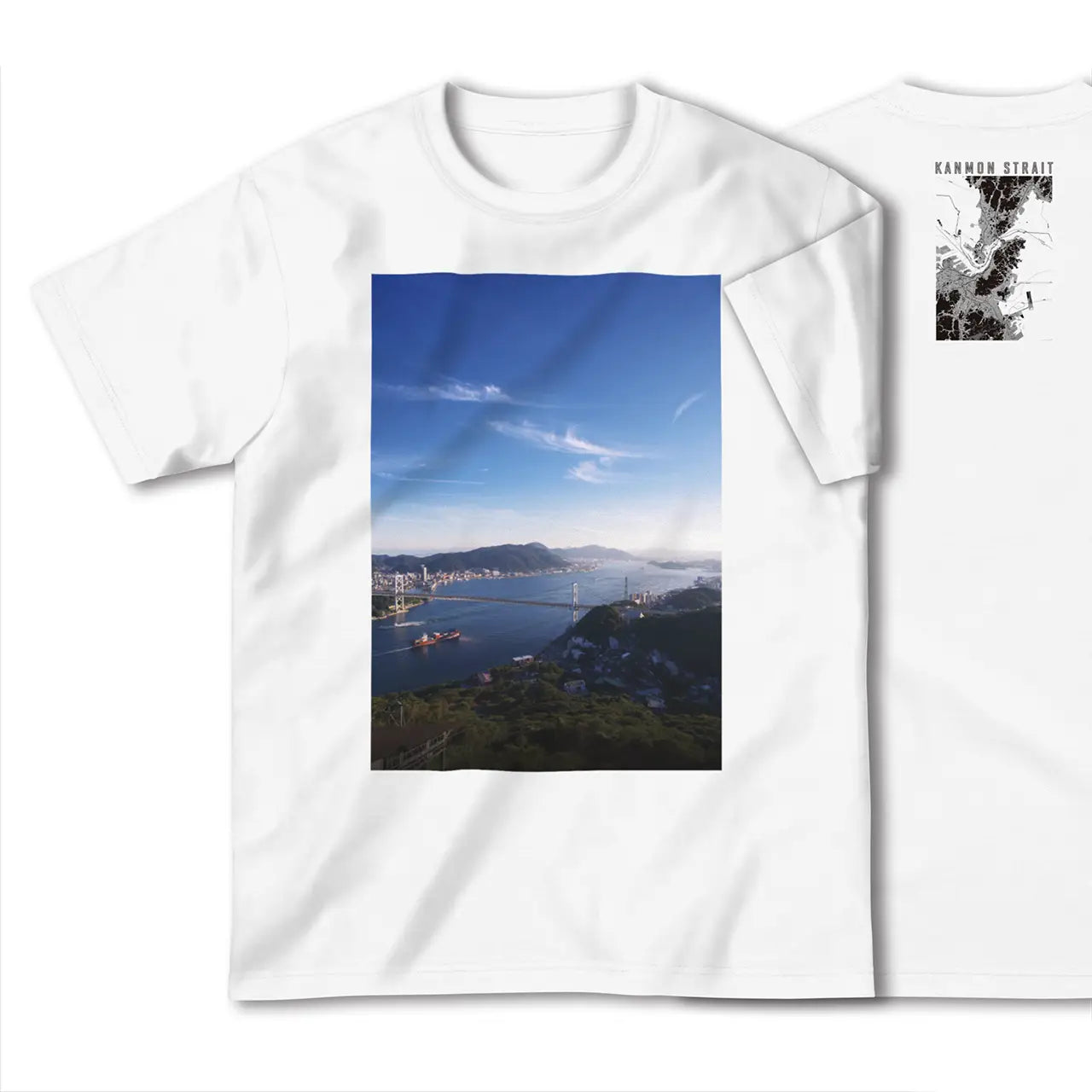 【関門海峡(山口県)】Map World ハイクオリティTシャツ