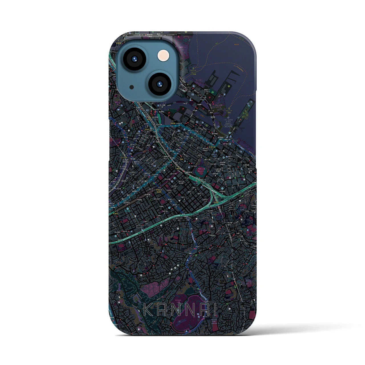 【関内(神奈川県)】地図柄iPhoneケース(バックカバータイプ)