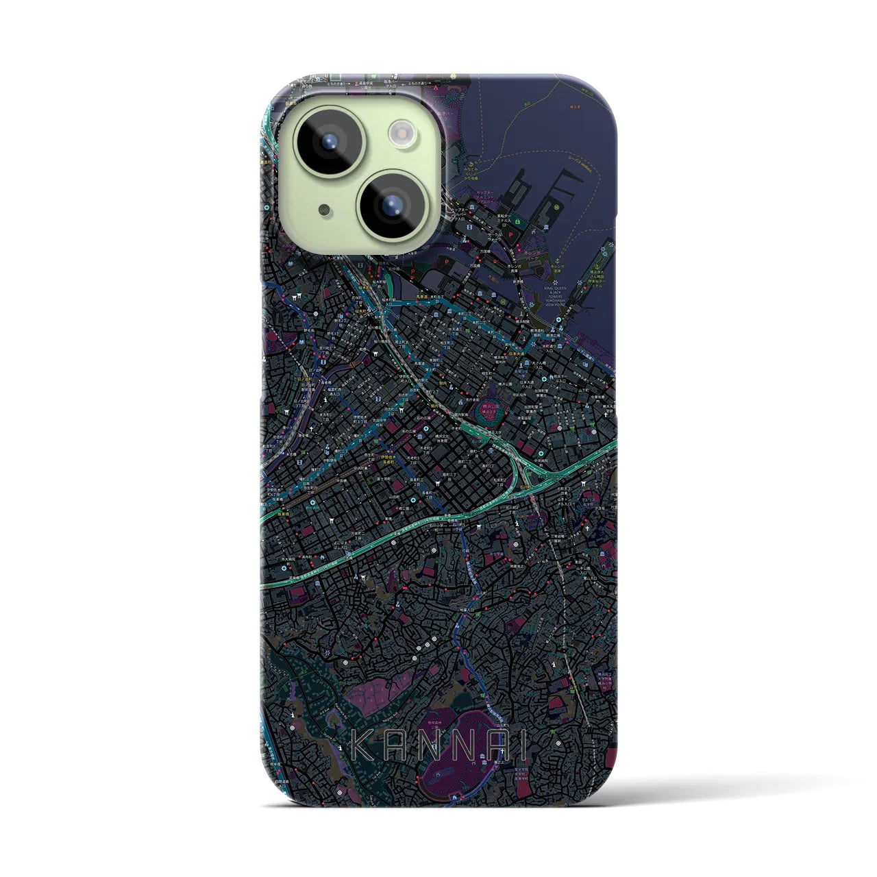 【関内(神奈川県)】地図柄iPhoneケース(バックカバータイプ)