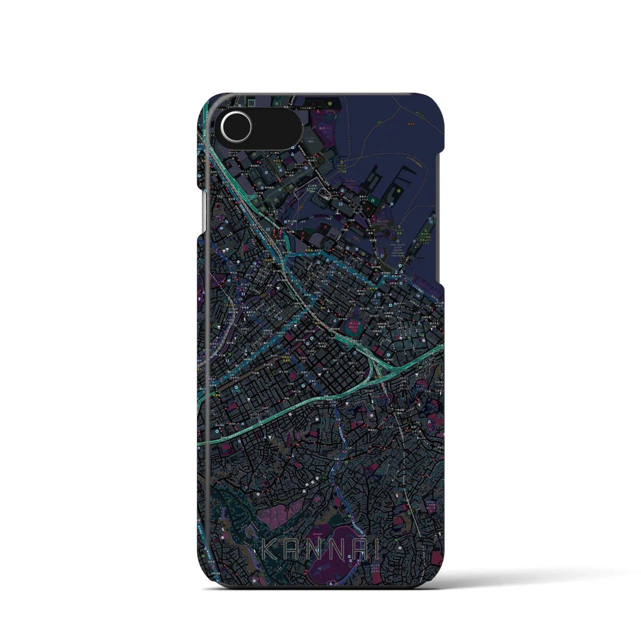 【関内(神奈川県)】地図柄iPhoneケース(バックカバータイプ)