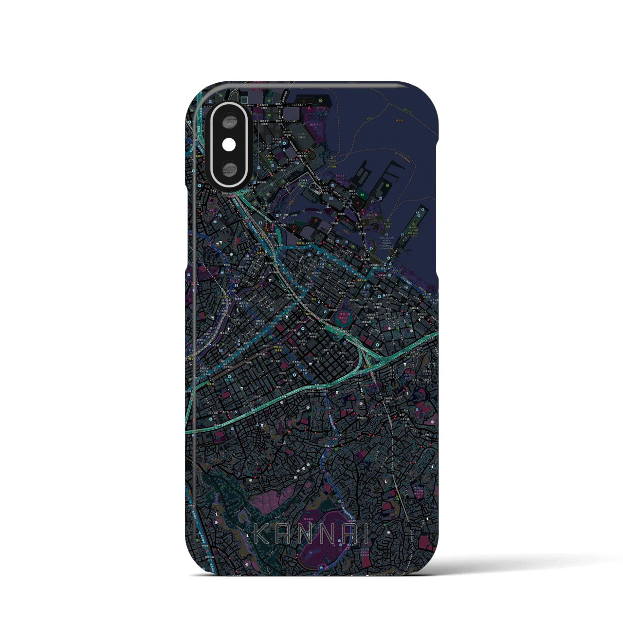 【関内(神奈川県)】地図柄iPhoneケース(バックカバータイプ)