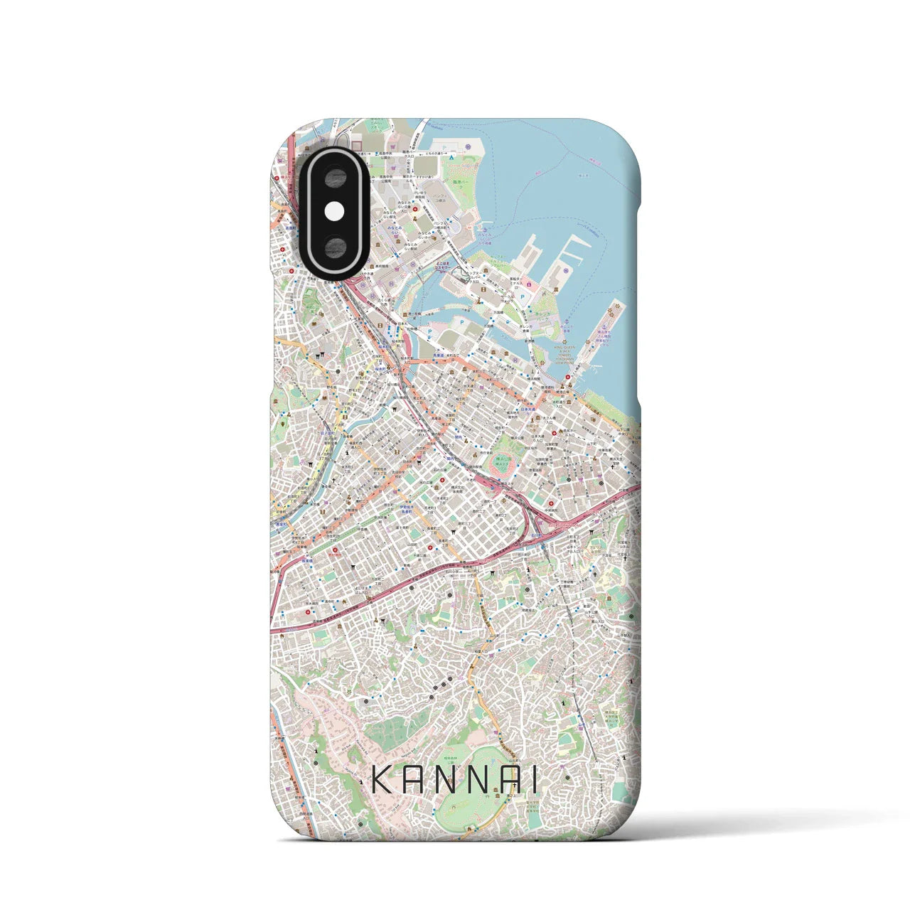 【関内(神奈川県)】地図柄iPhoneケース(バックカバータイプ)