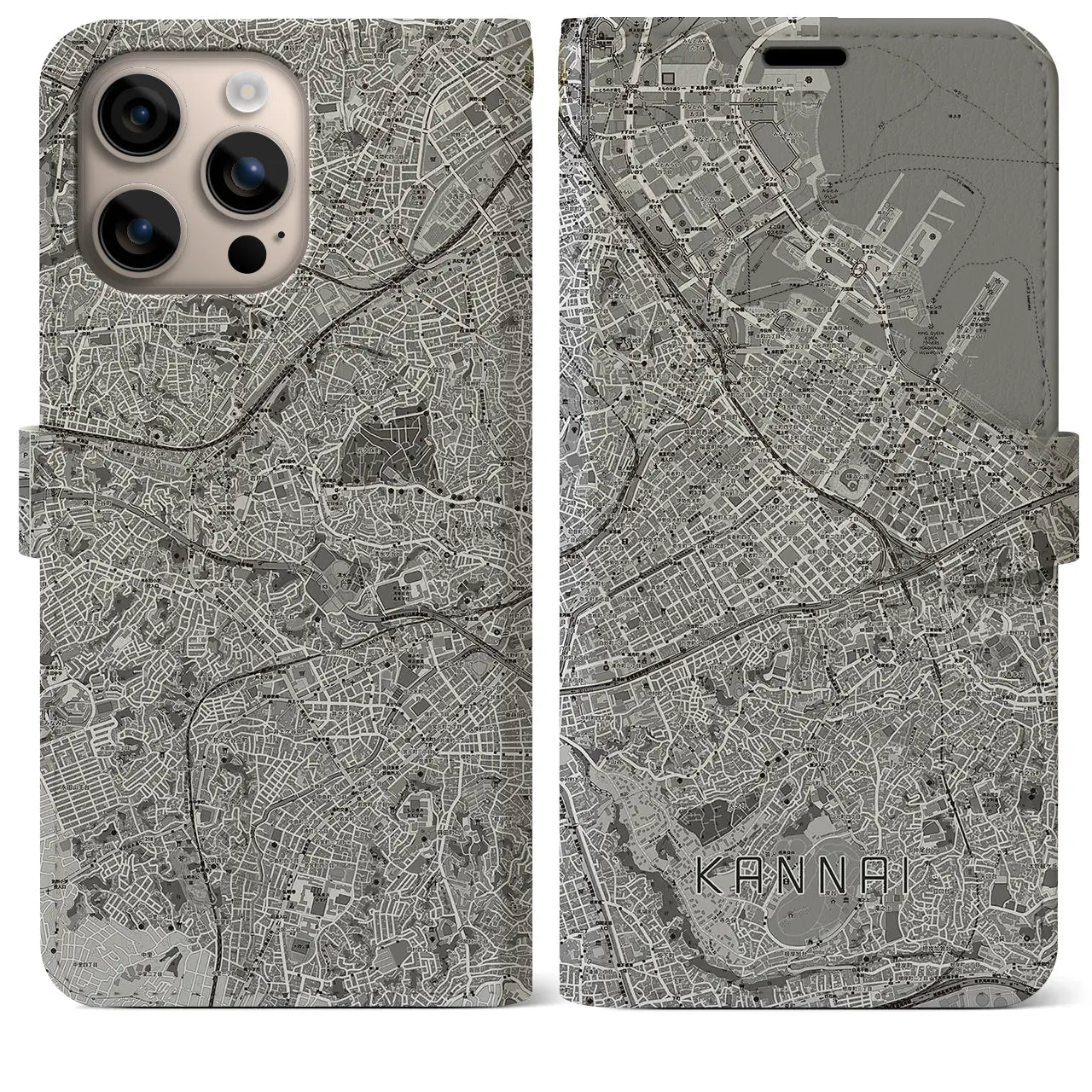 【関内(神奈川県)】地図柄iPhoneケース(手帳タイプ)