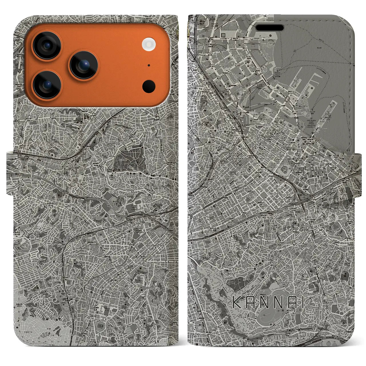 【関内(神奈川県)】地図柄iPhoneケース(手帳タイプ)