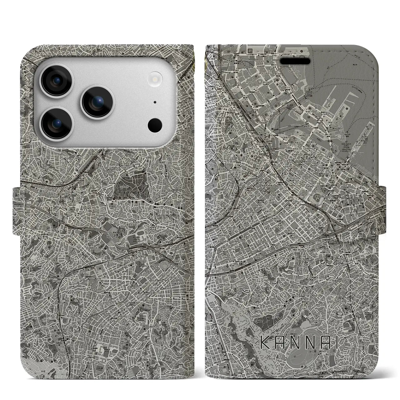 【関内(神奈川県)】地図柄iPhoneケース(手帳タイプ)