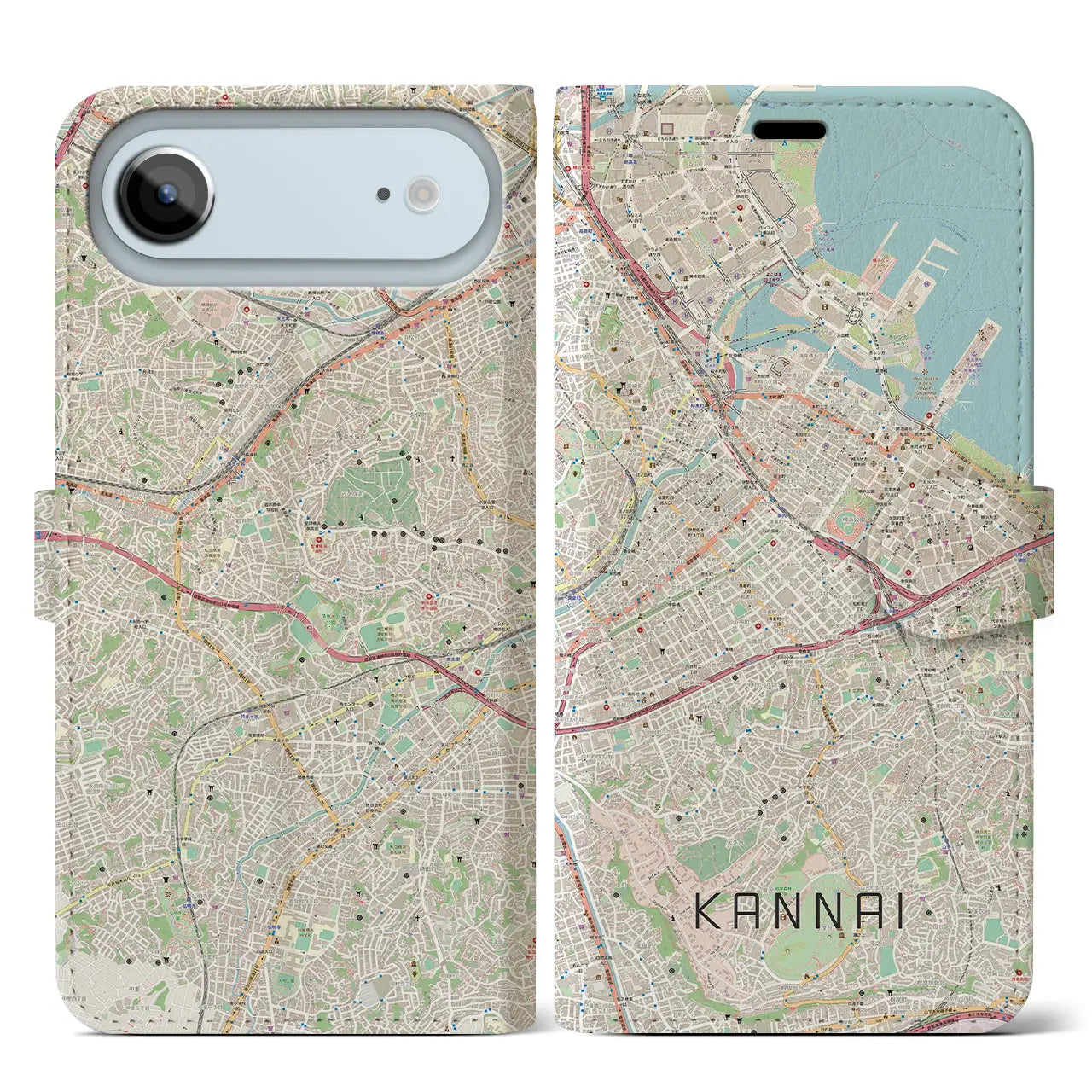 【関内(神奈川県)】地図柄iPhoneケース(手帳タイプ)