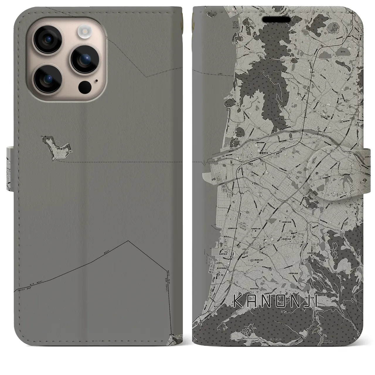【観音寺(香川県)】地図柄iPhoneケース(手帳タイプ)