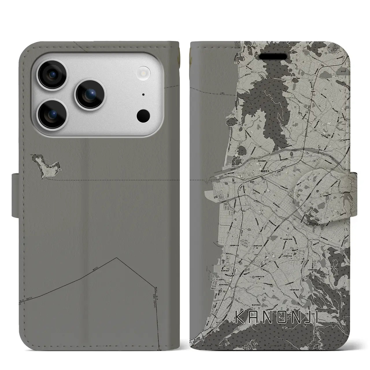 【観音寺(香川県)】地図柄iPhoneケース(手帳タイプ)