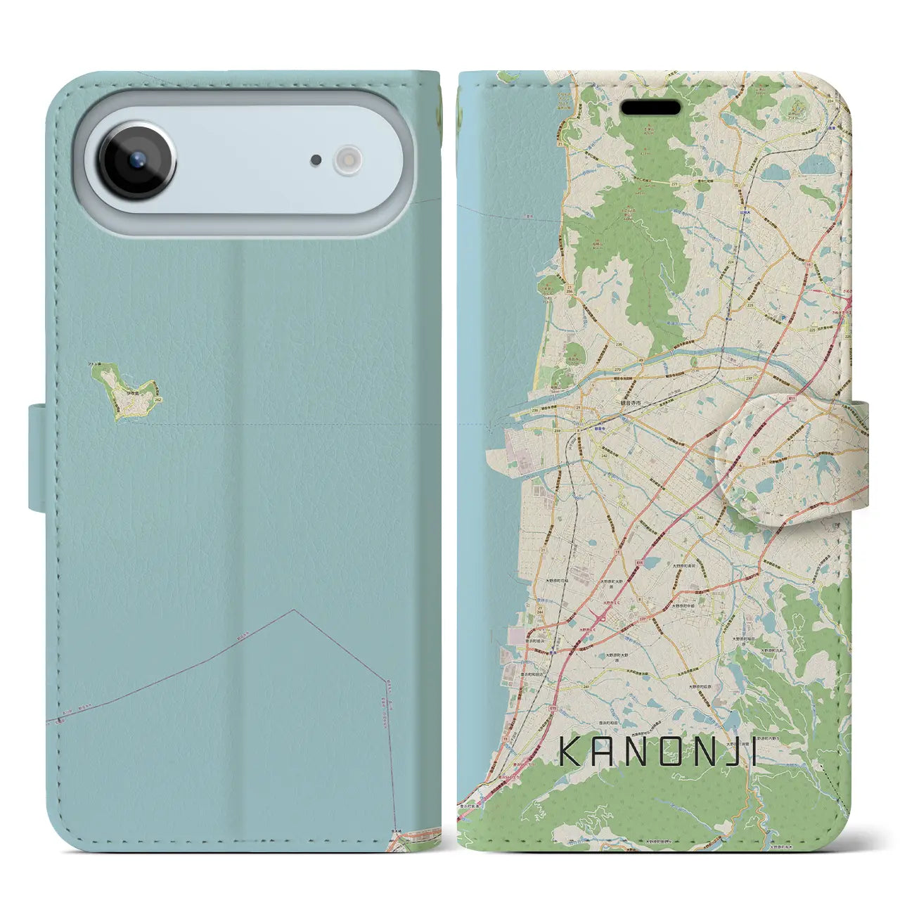 【観音寺(香川県)】地図柄iPhoneケース(手帳タイプ)ナチュラル・iPhone 17 Pro Max 用