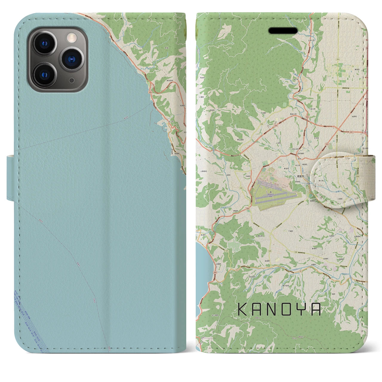 【鹿屋(鹿児島県)】地図柄iPhoneケース(手帳タイプ)ナチュラル・iPhone 11 Pro Max 用