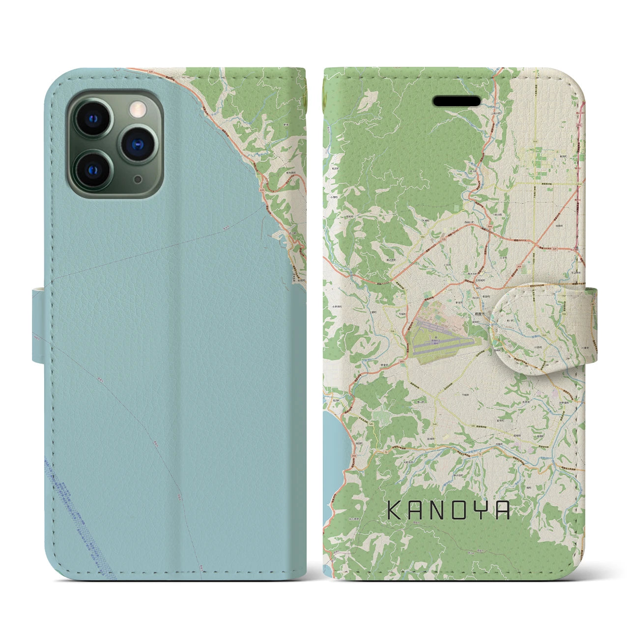 【鹿屋(鹿児島県)】地図柄iPhoneケース(手帳タイプ)ナチュラル・iPhone 11 Pro 用