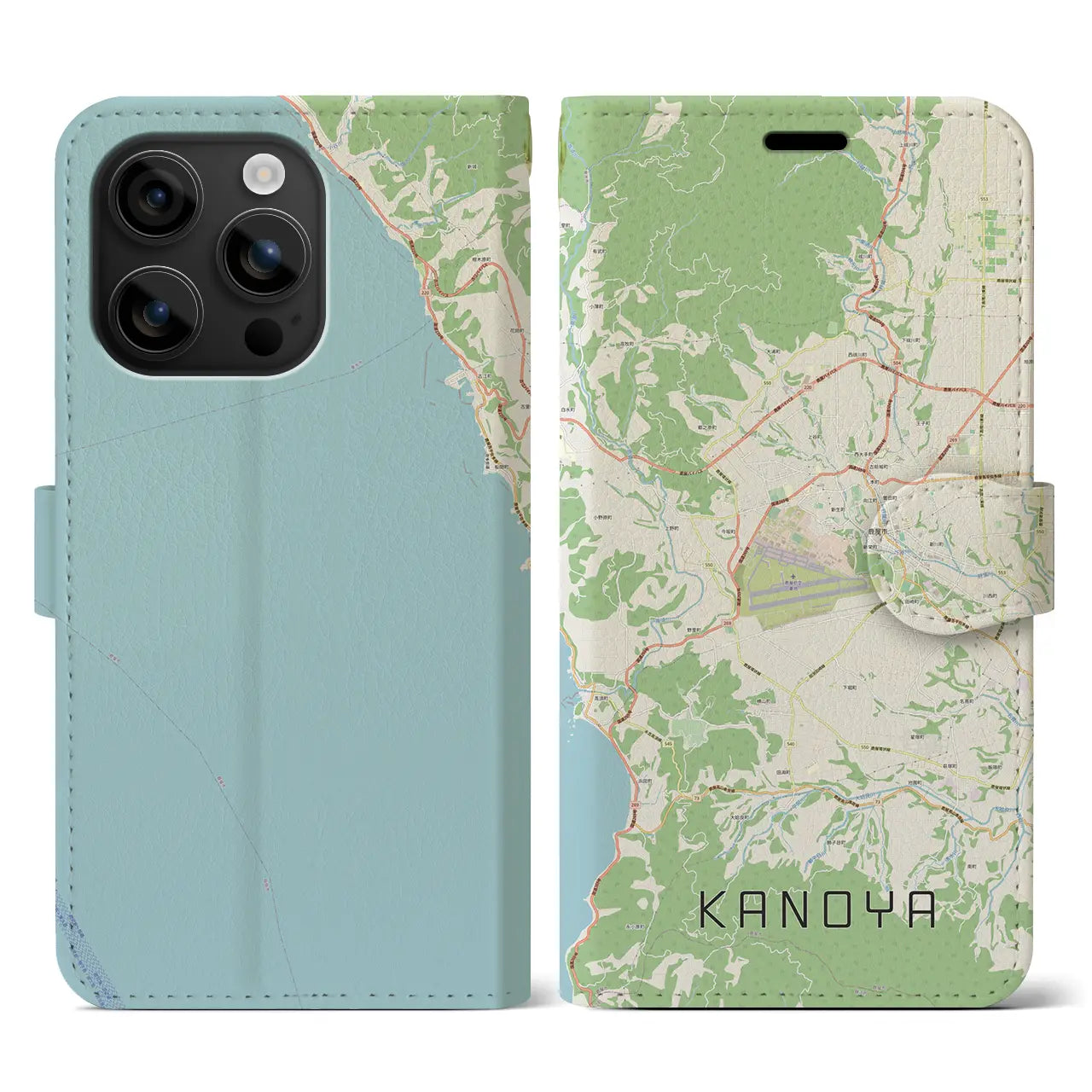 【鹿屋(鹿児島県)】地図柄iPhoneケース(手帳タイプ)ナチュラル・iPhone 16 用