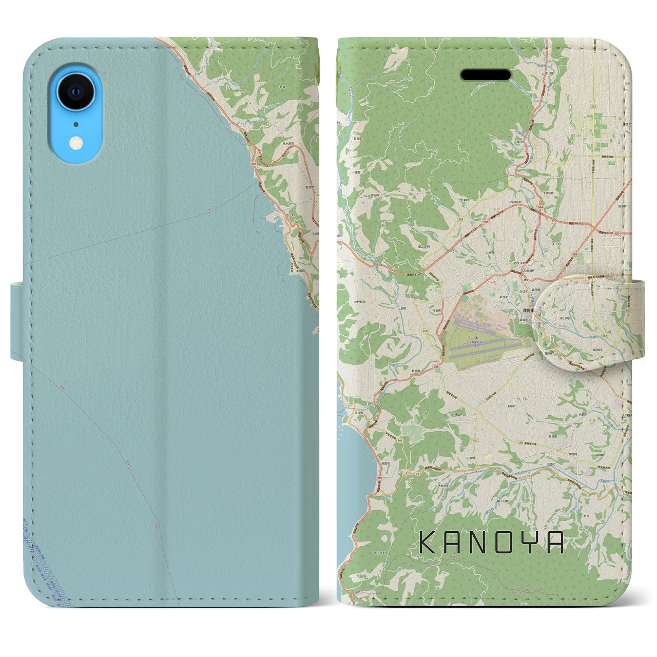 【鹿屋(鹿児島県)】地図柄iPhoneケース(手帳タイプ)ナチュラル・iPhone XR 用