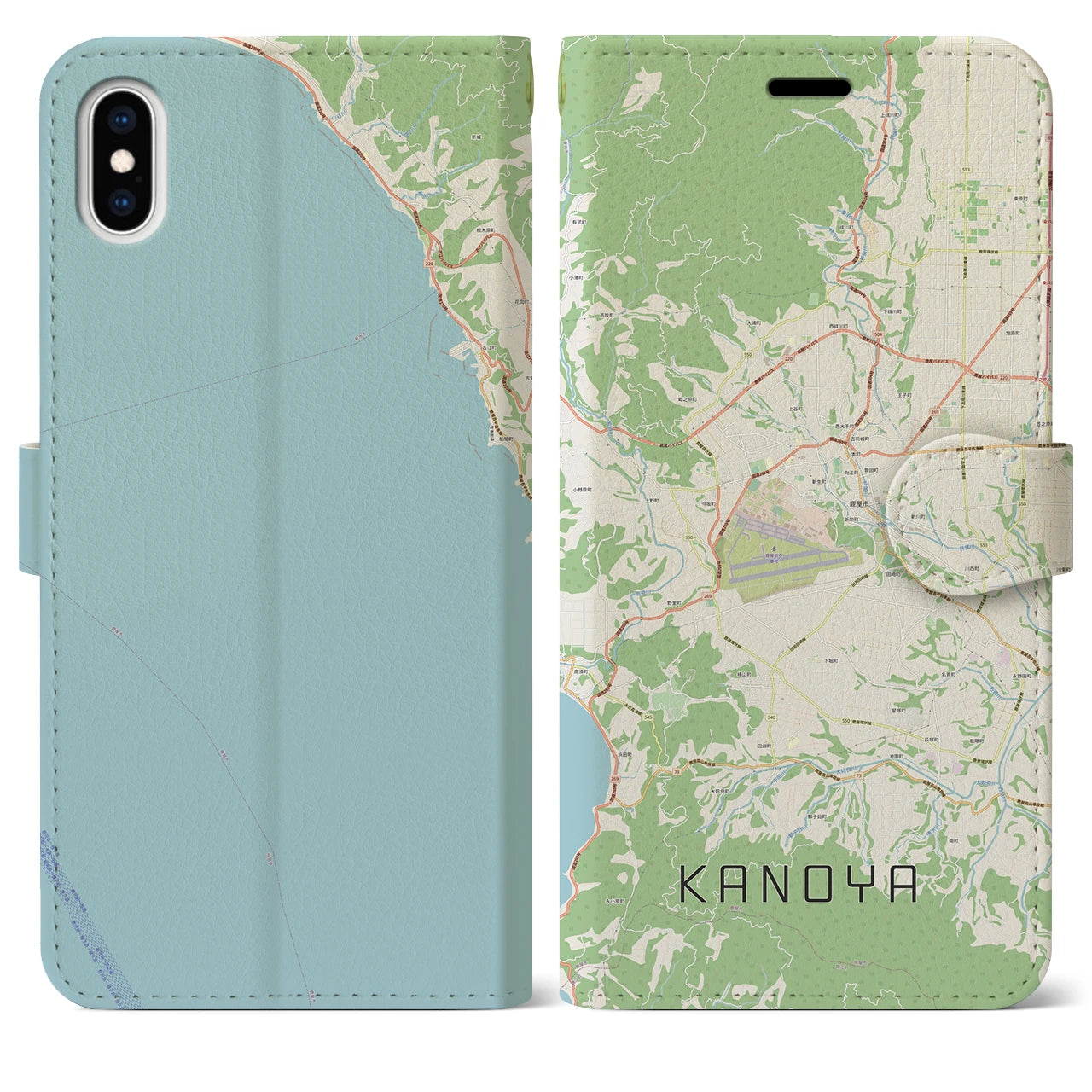 【鹿屋(鹿児島県)】地図柄iPhoneケース(手帳タイプ)ナチュラル・iPhone XS Max 用