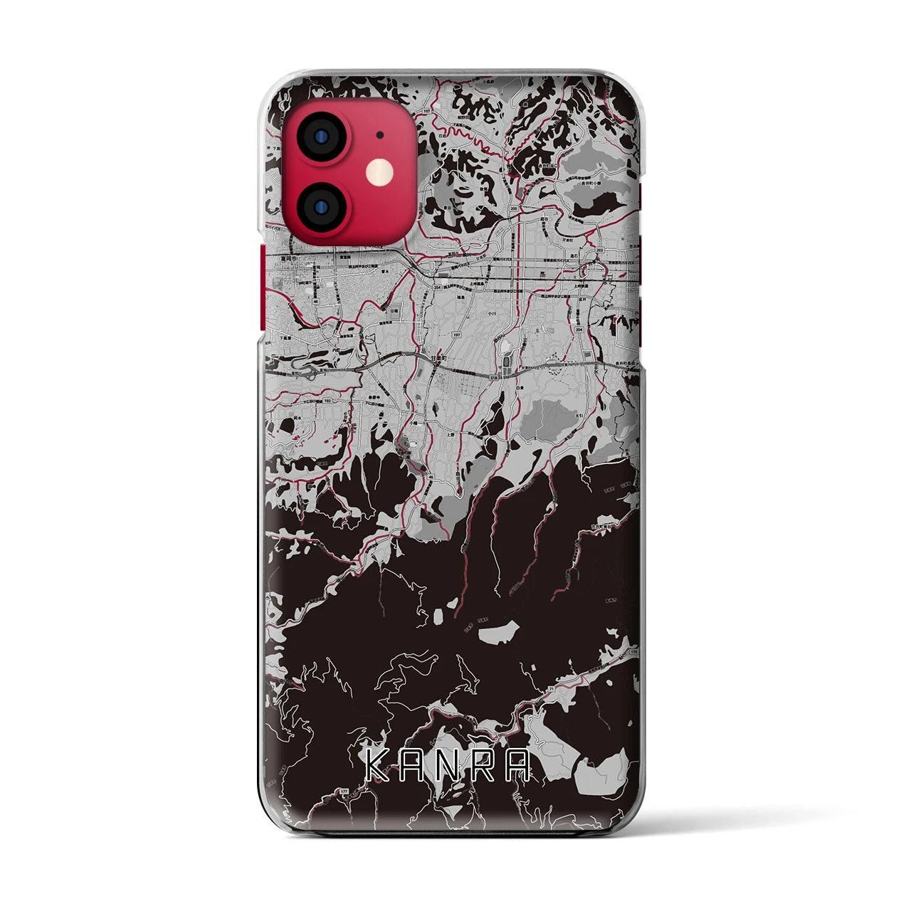 【甘楽(群馬県)】地図柄iPhoneケース(クリアタイプ)モノトーン・iPhone 11 用