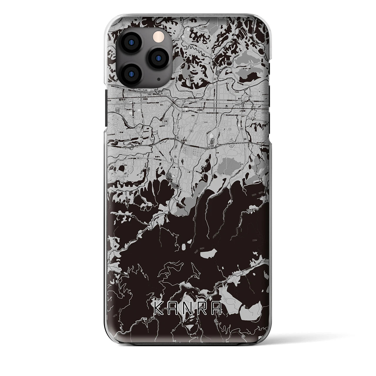 【甘楽(群馬県)】地図柄iPhoneケース(クリアタイプ)モノトーン・iPhone 11 Pro Max 用