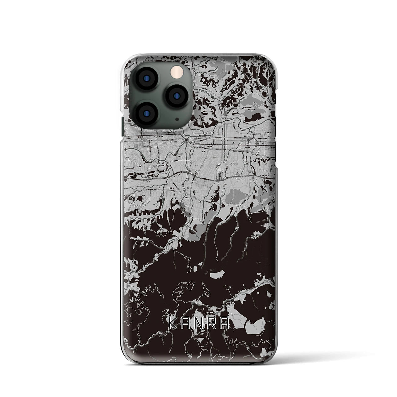 【甘楽(群馬県)】地図柄iPhoneケース(クリアタイプ)モノトーン・iPhone 11 Pro 用