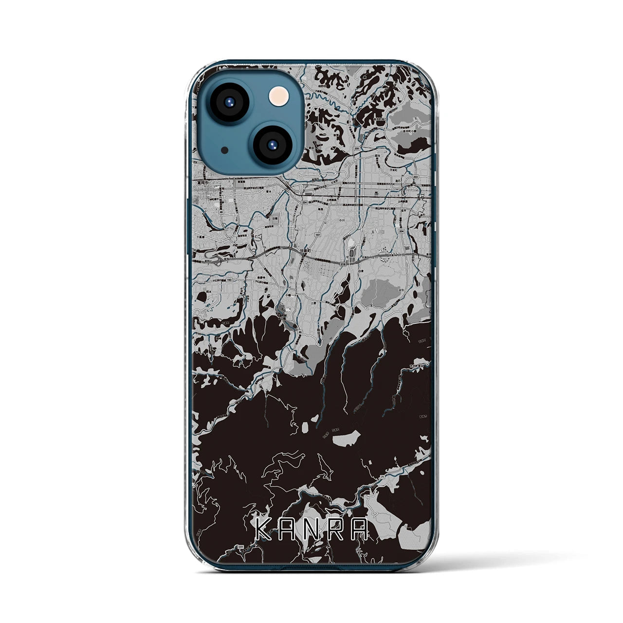 【甘楽(群馬県)】地図柄iPhoneケース(クリアタイプ)モノトーン・iPhone 13 用