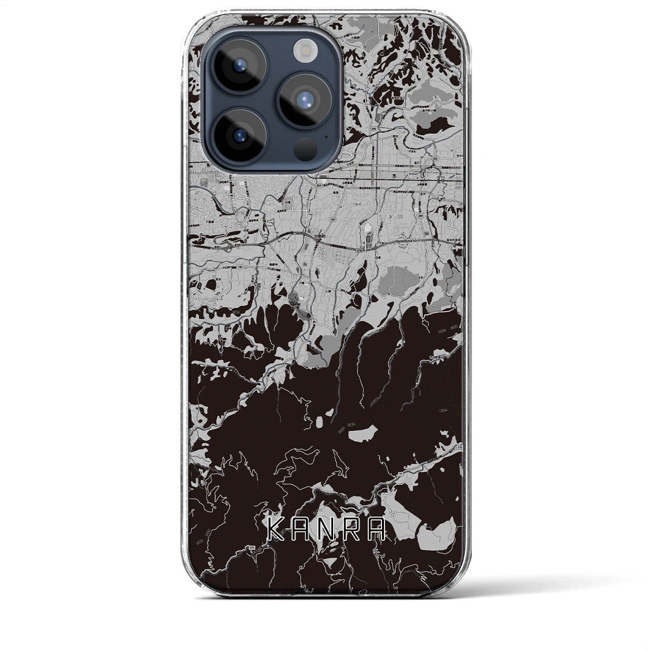 【甘楽(群馬県)】地図柄iPhoneケース(クリアタイプ)モノトーン・iPhone 15 Pro Max 用