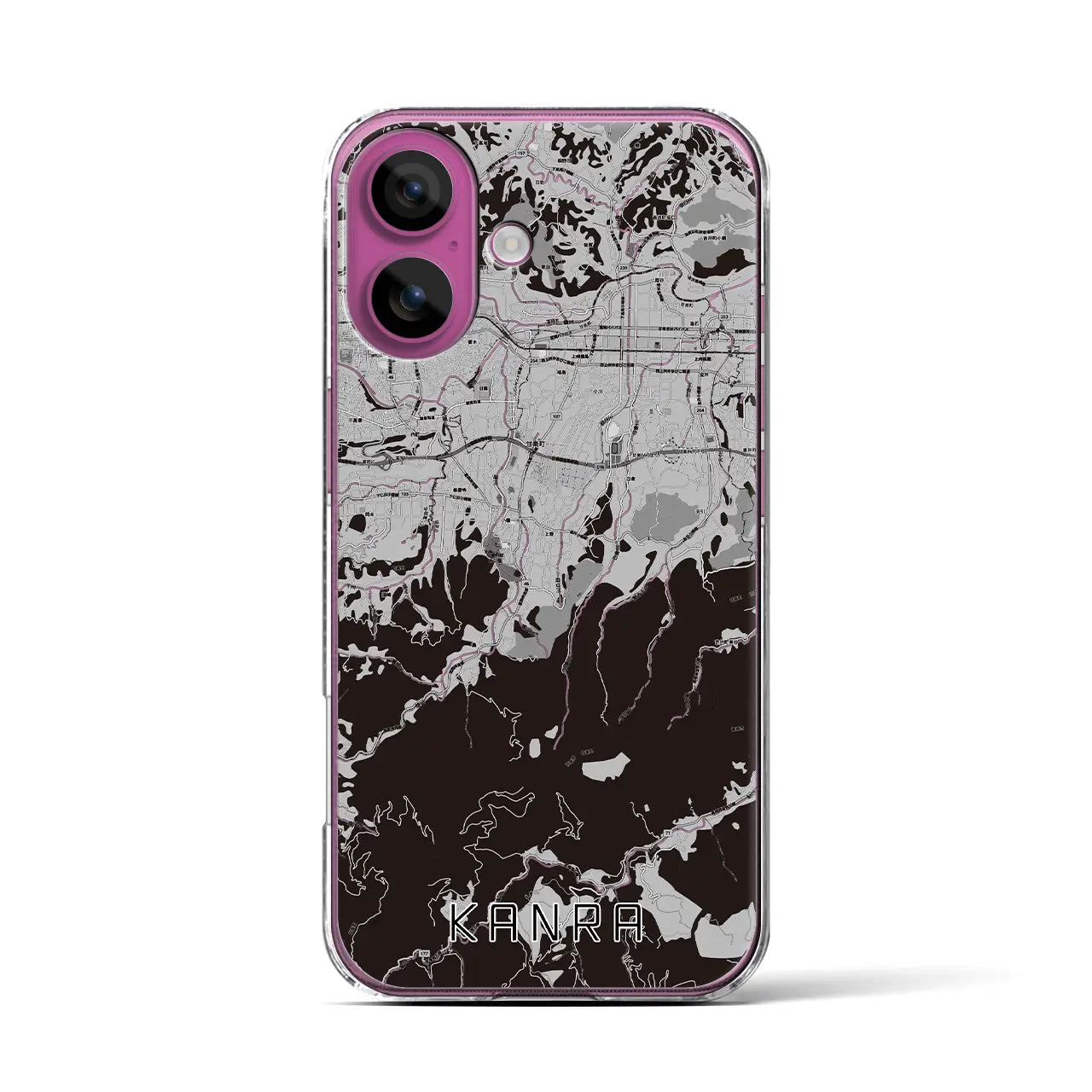 【甘楽(群馬県)】地図柄iPhoneケース(クリアタイプ)モノトーン・iPhone 16 Pro 用