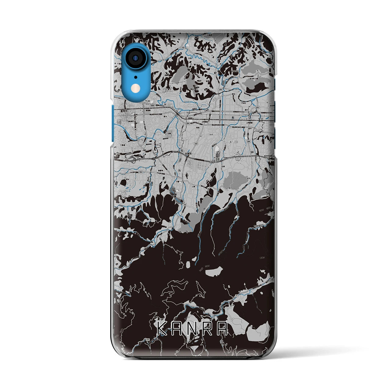 【甘楽(群馬県)】地図柄iPhoneケース(クリアタイプ)モノトーン・iPhone XR 用