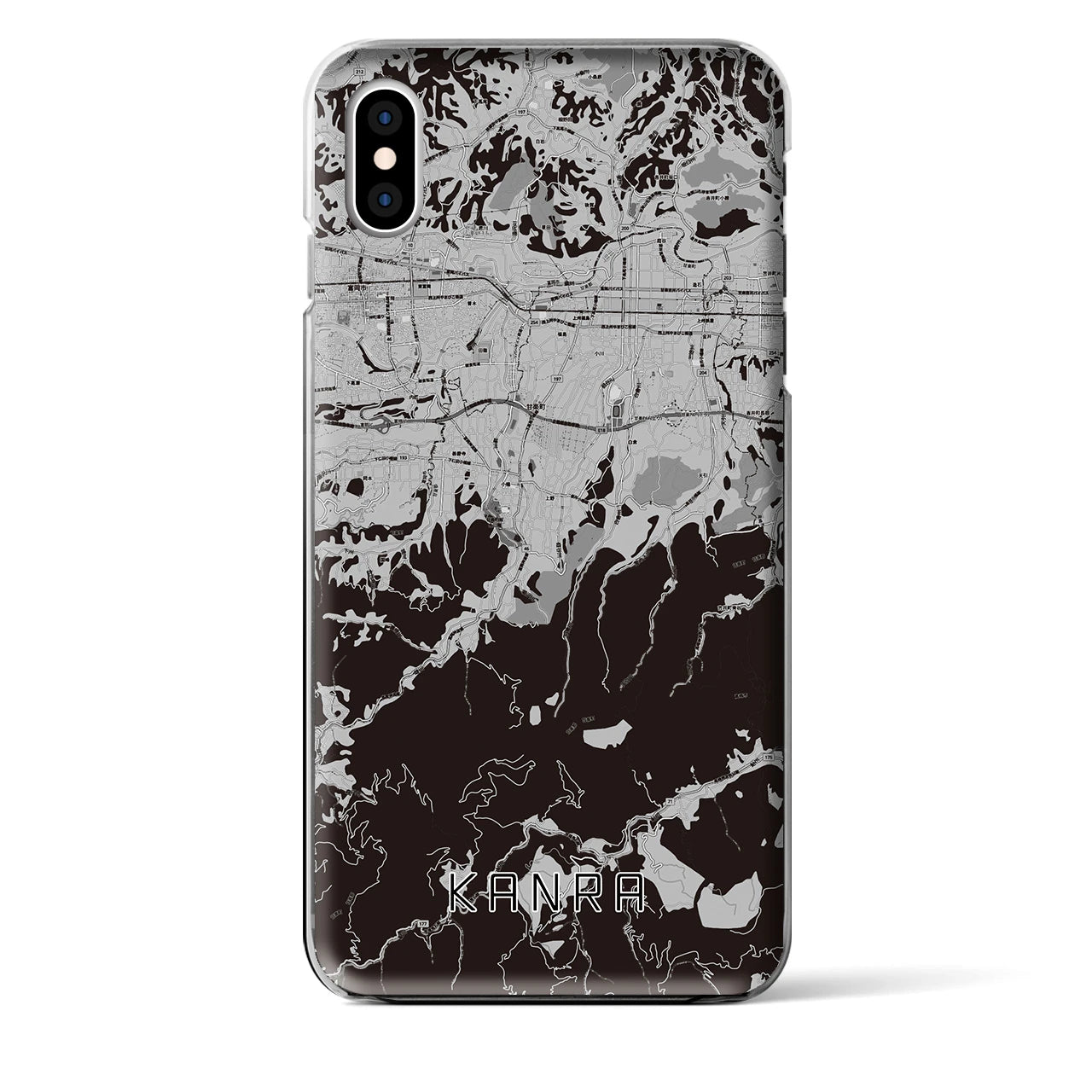 【甘楽(群馬県)】地図柄iPhoneケース(クリアタイプ)モノトーン・iPhone XS Max 用